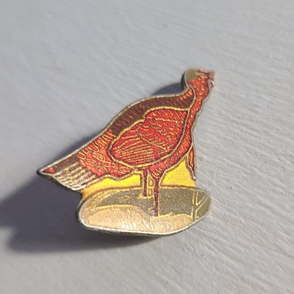 Wild Turkey Bird Vintage Lapel Pin Tie Tack Brooch